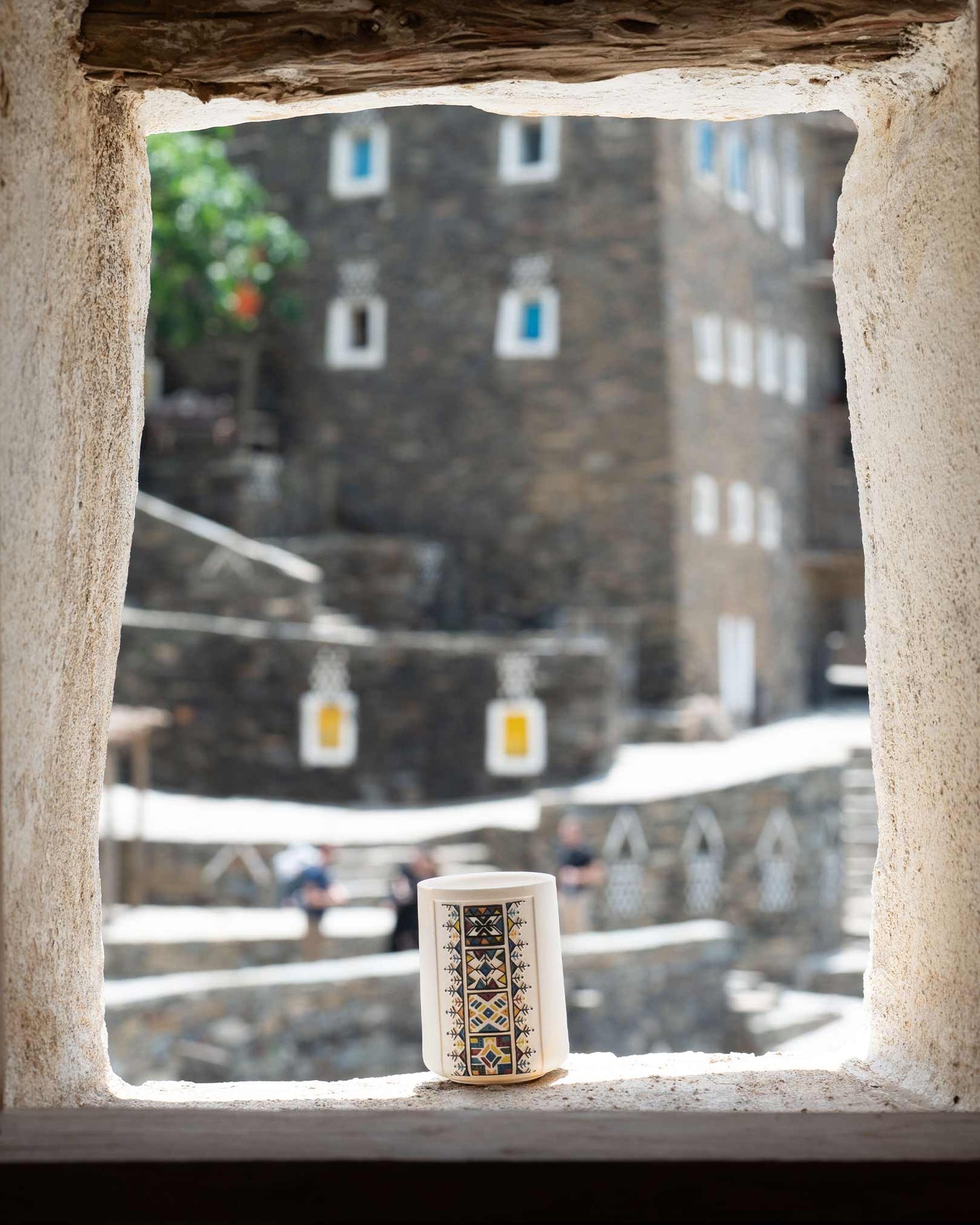 HERFAH - Al-Qatt Al-Asiri Hand-carved & Hand-painted Porcelain Art Piece