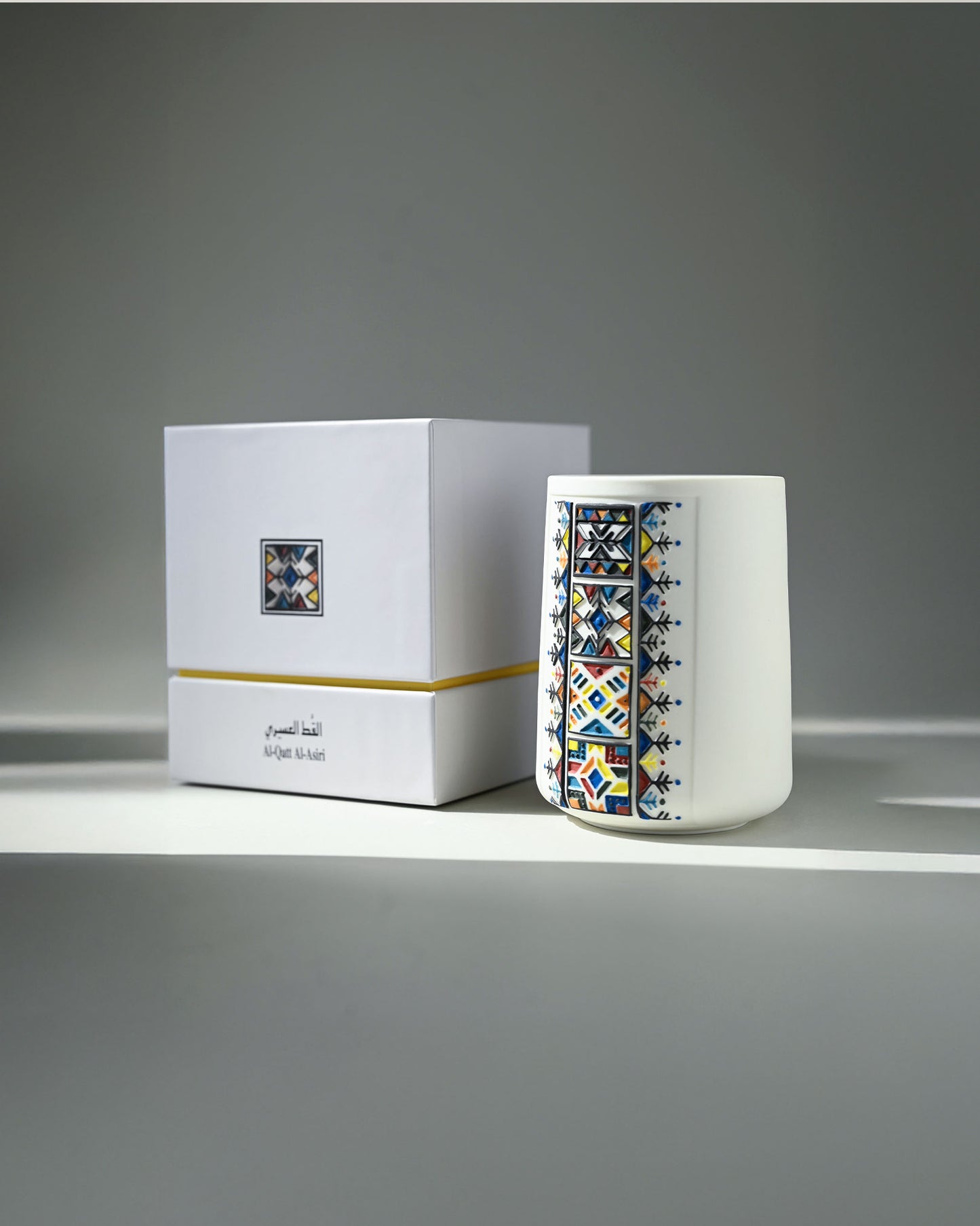 HERFAH - Al-Qatt Al-Asiri Hand-carved & Hand-painted Porcelain Art Piece