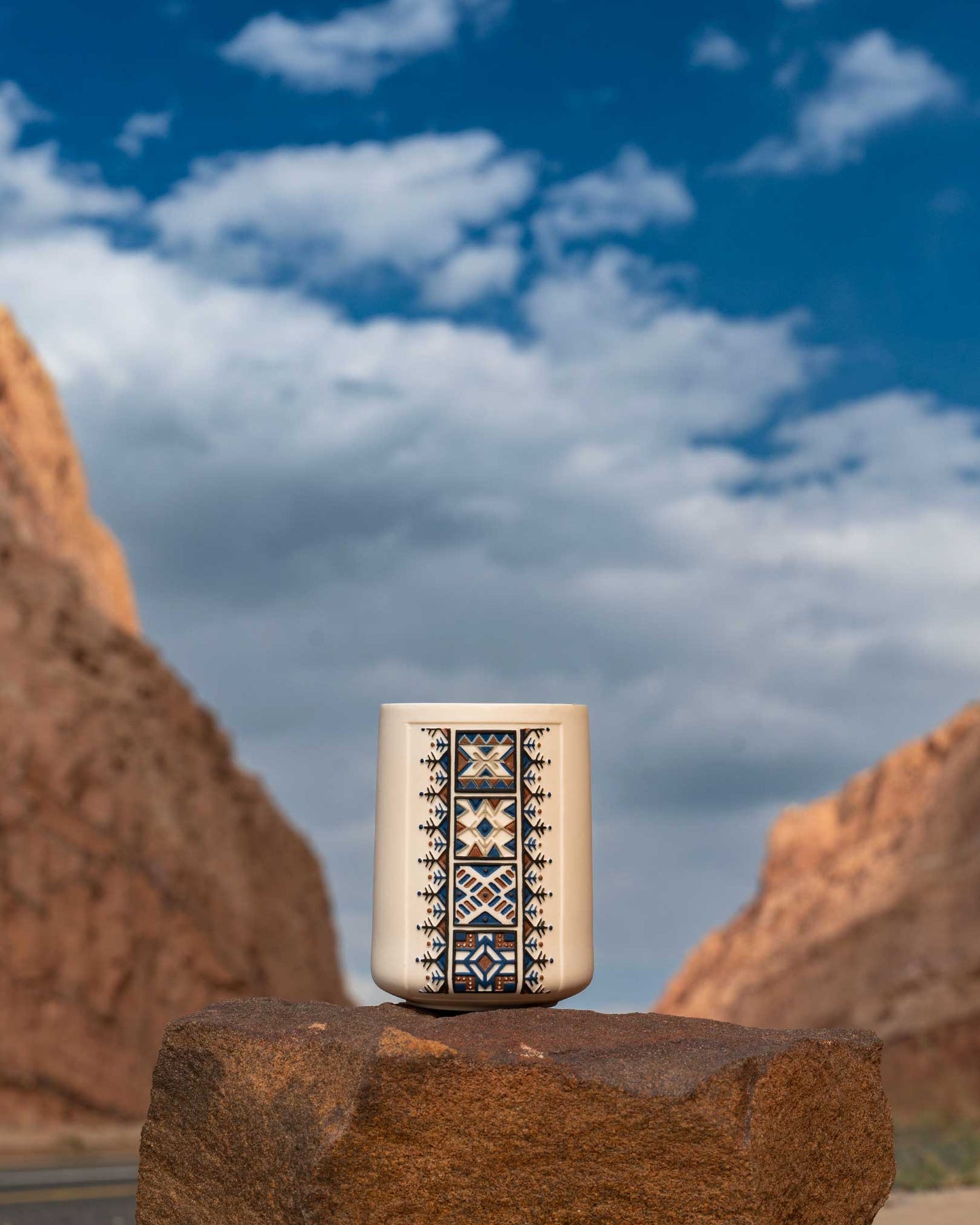 HERFAH - Asir Mountains and Sky Hand-carved & Hand-painted Porcelain Art Piece