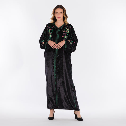 YARAKECH - Embroidered Black Moroccan Kaftan