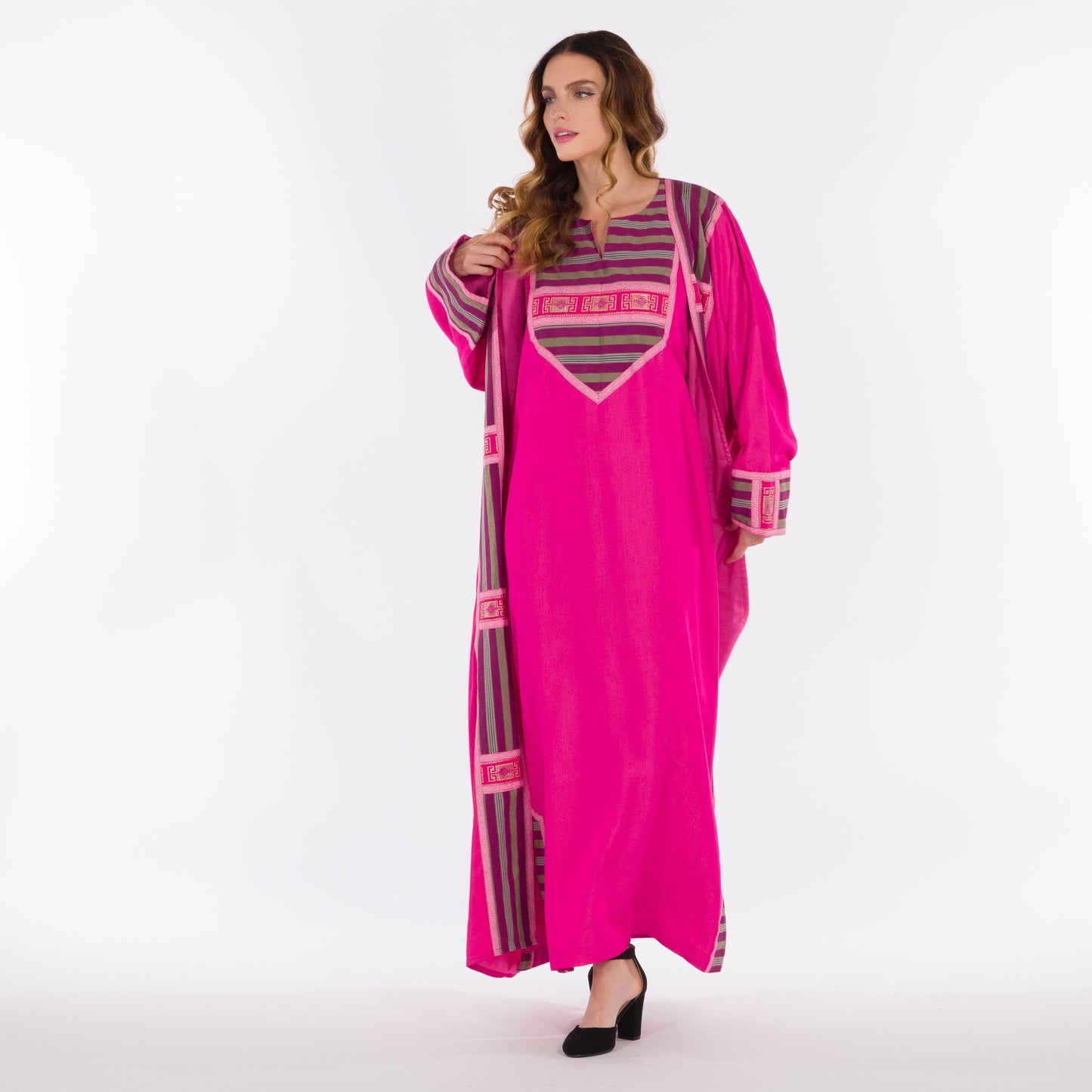 DALSH DESIGNS - Two-Piece Kaftan and Abaya Set with Saya Detailing