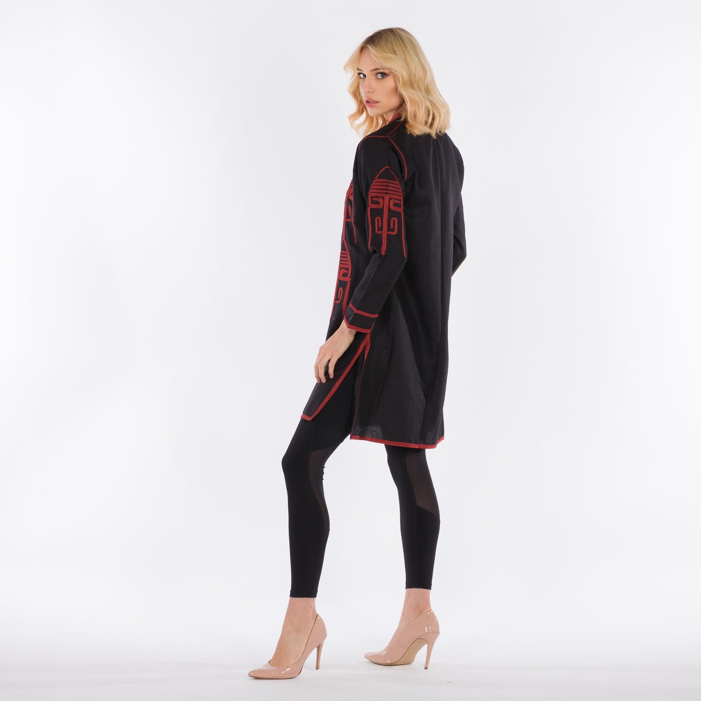 YARAKECH - Black Long-Line Jacket with Sfifa Embroidery