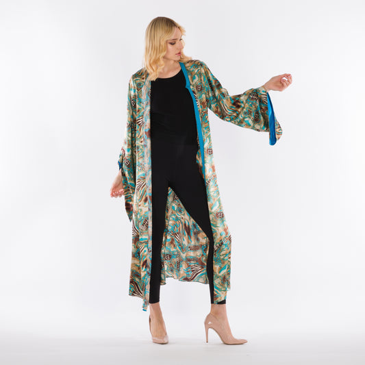 NOBLESSE - Silk Satin Bell-Sleeve Kimono