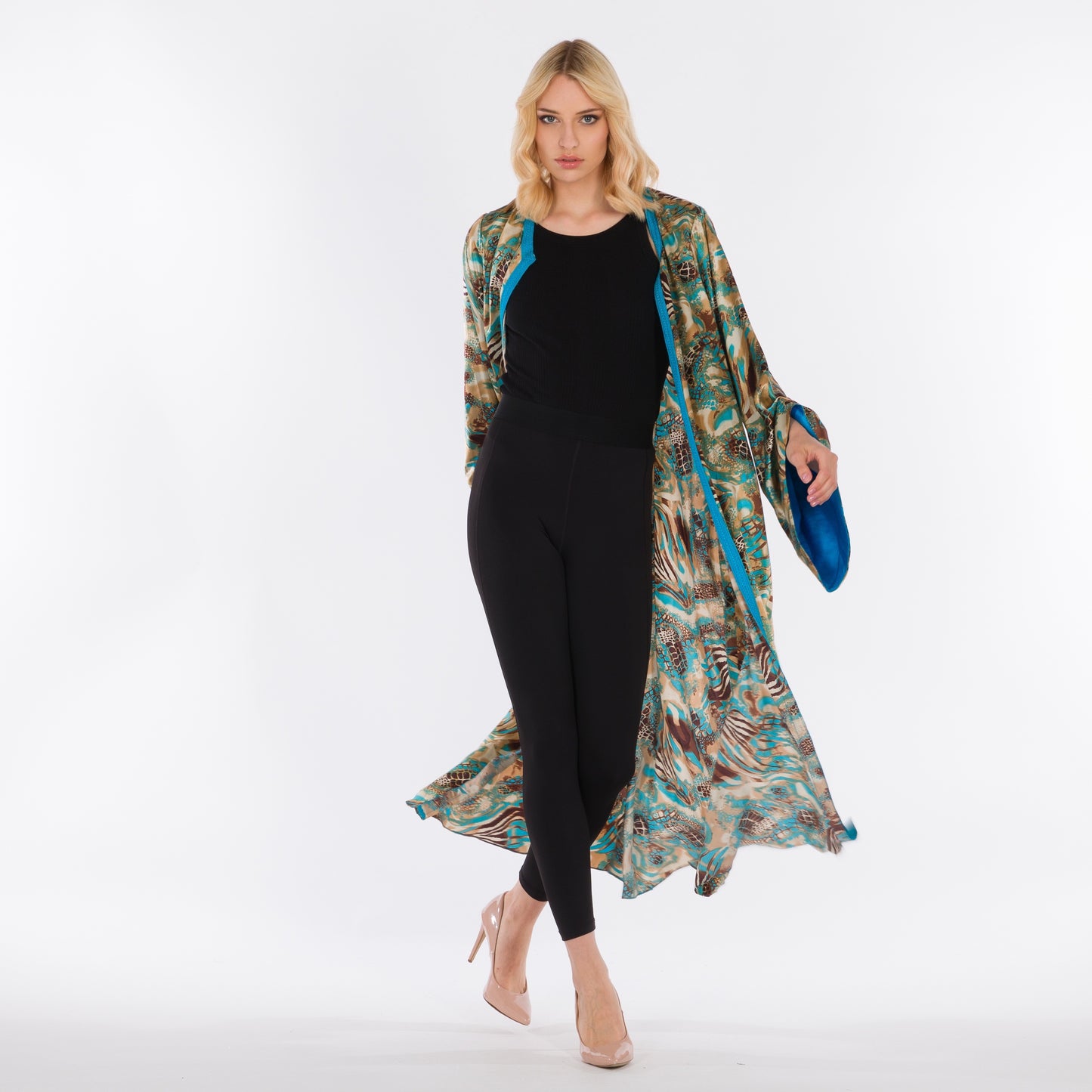 NOBLESSE - Silk Satin Bell-Sleeve Kimono