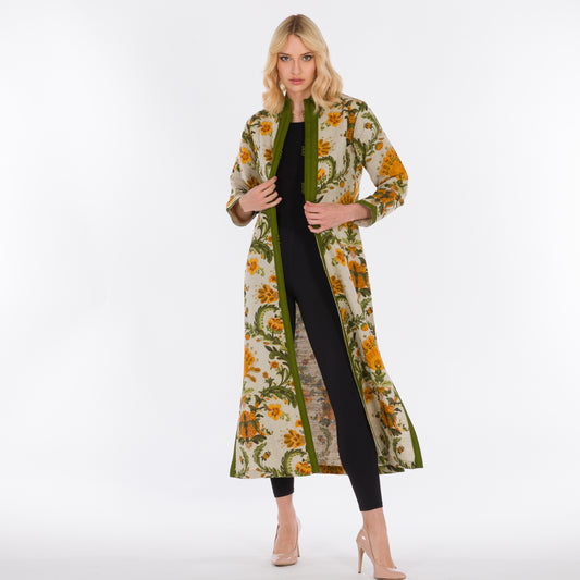 YARAKECH - Floral Maxi Jacket with Sfifa Embroidery