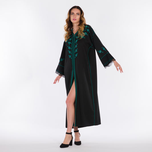 YARAKECH - Embroidered Black Moroccan Kaftan