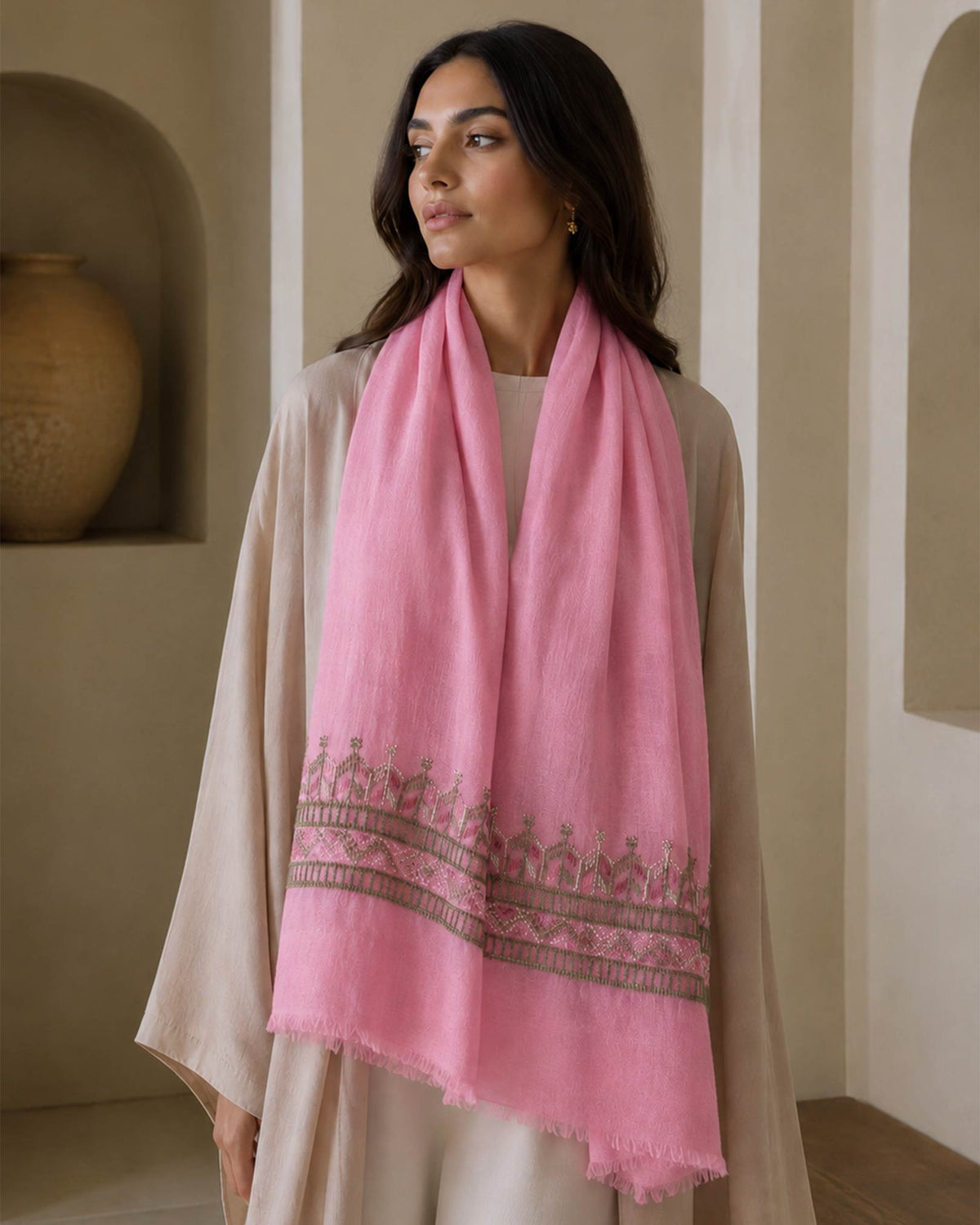 INAASH - Merino Silk Scarf - Pink