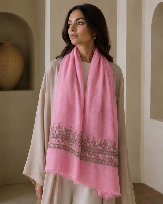 INAASH - Merino Silk Scarf - Pink
