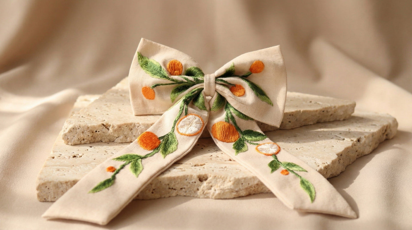AYMF - Jaffa Blossom - Linen Hair Bow