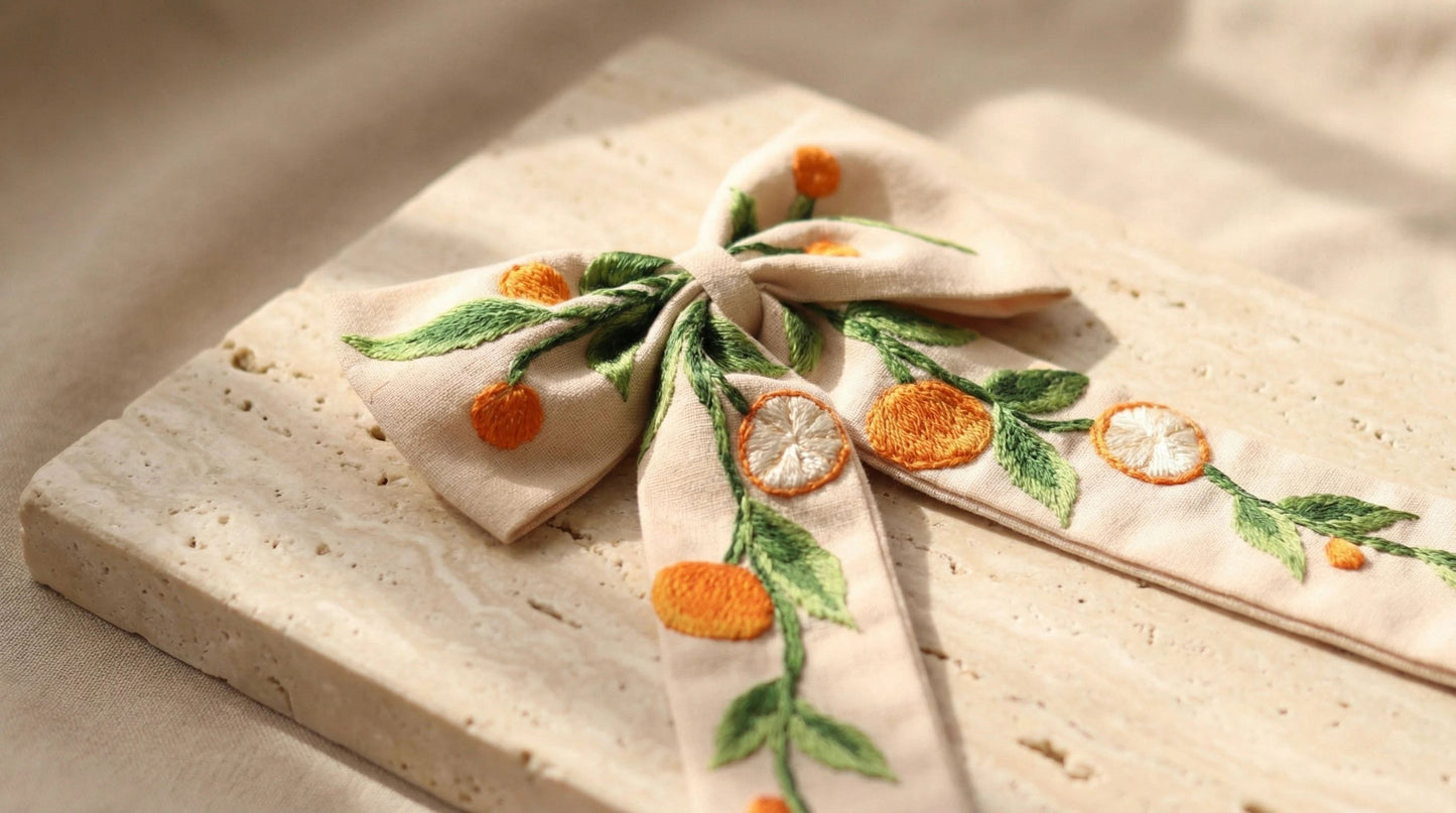 AYMF - Jaffa Blossom - Linen Hair Bow