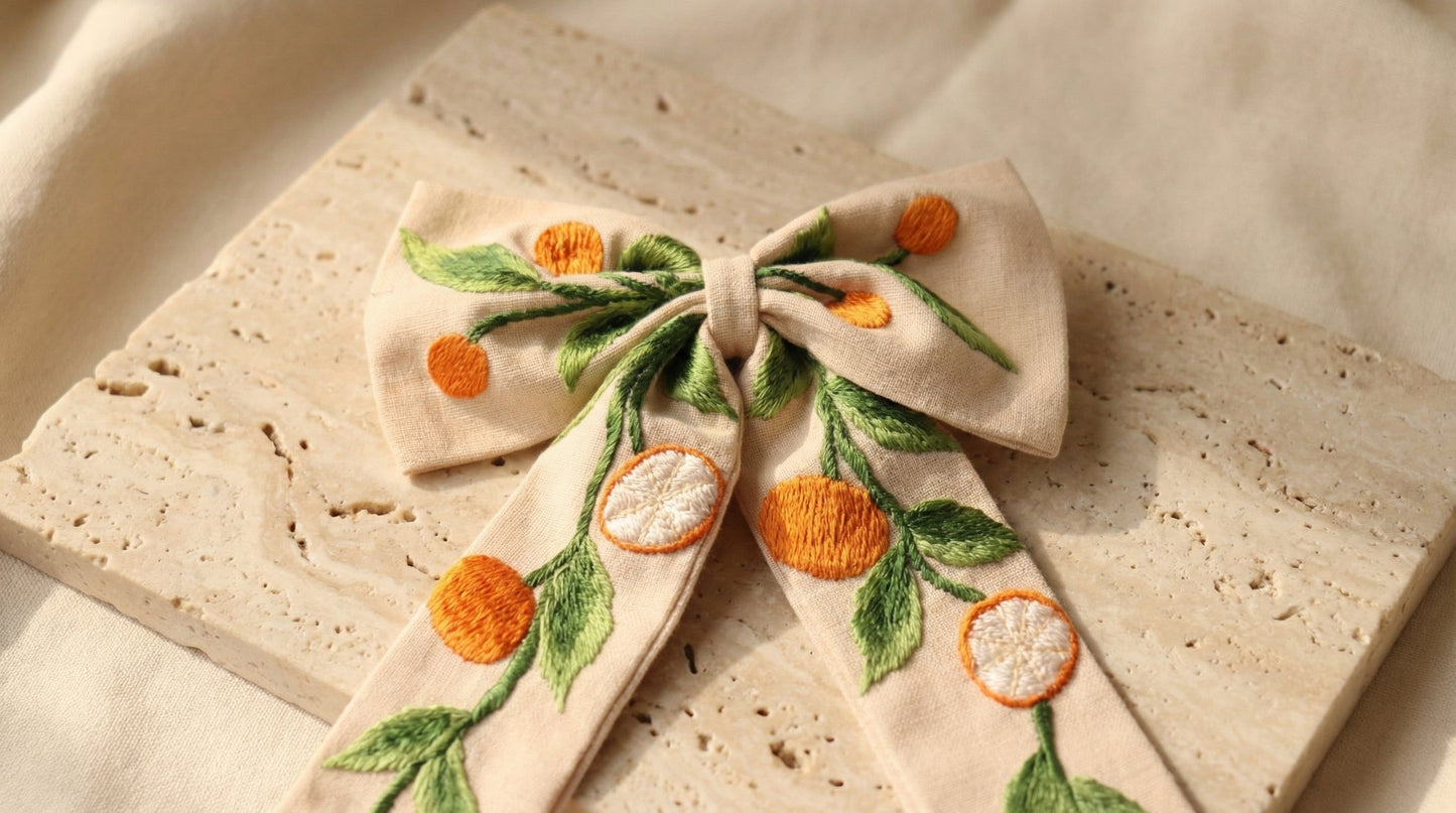AYMF - Jaffa Blossom - Linen Hair Bow
