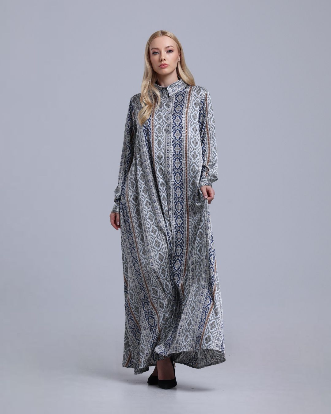 LA REINE - Printed Maxi Shirt Dress
