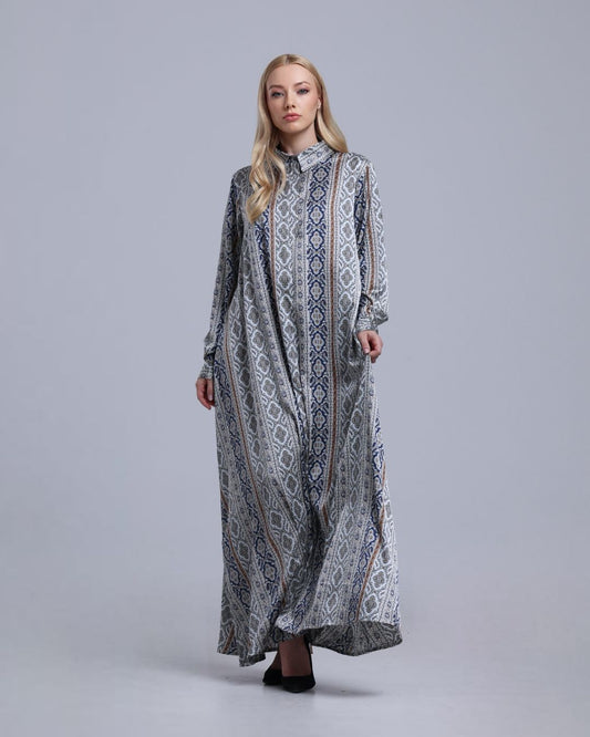 LA REINE - Printed Maxi Shirt Dress