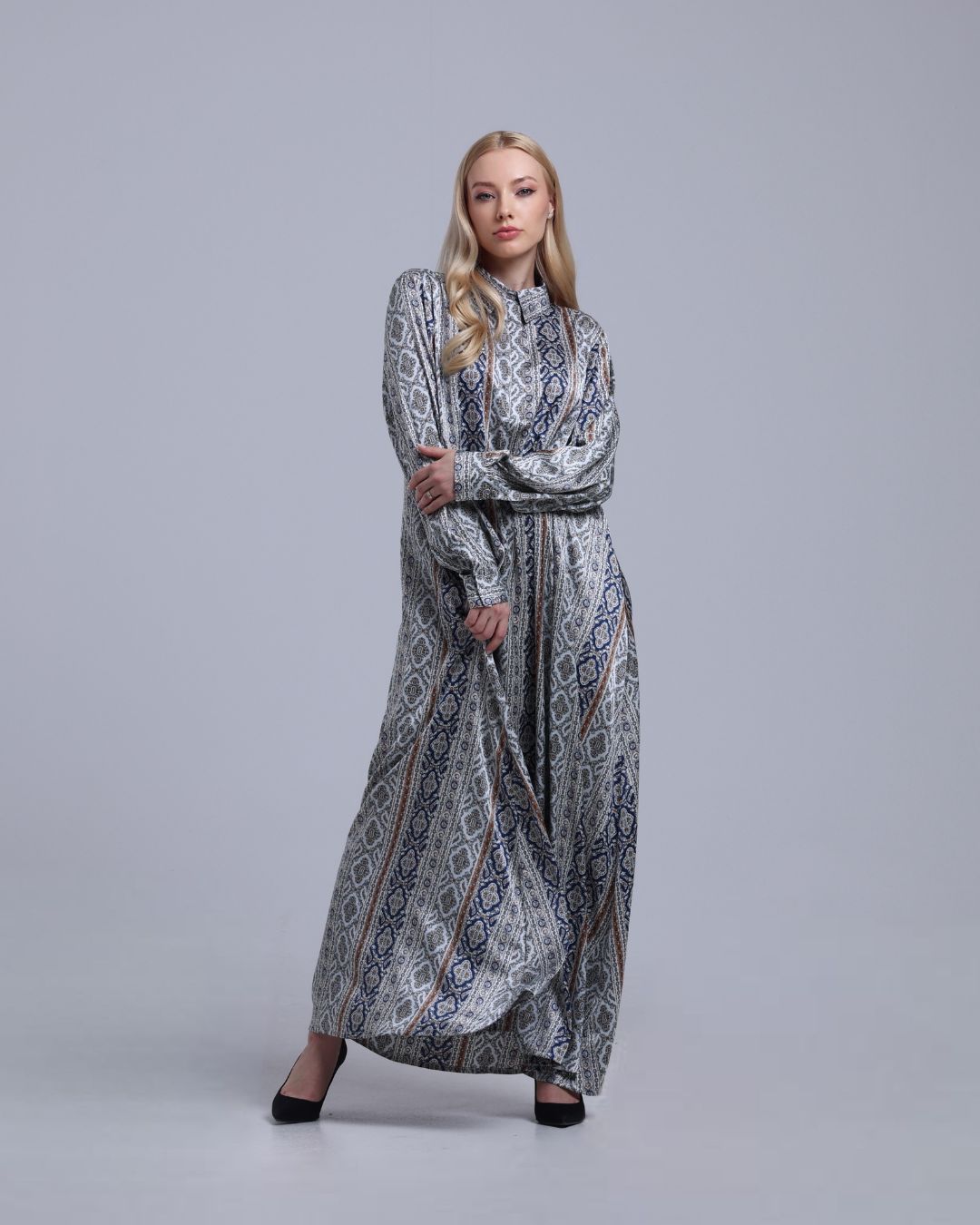 LA REINE - Printed Maxi Shirt Dress