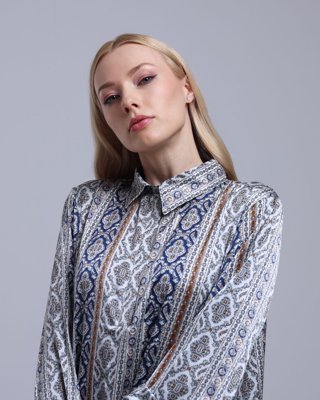 LA REINE - Printed Maxi Shirt Dress