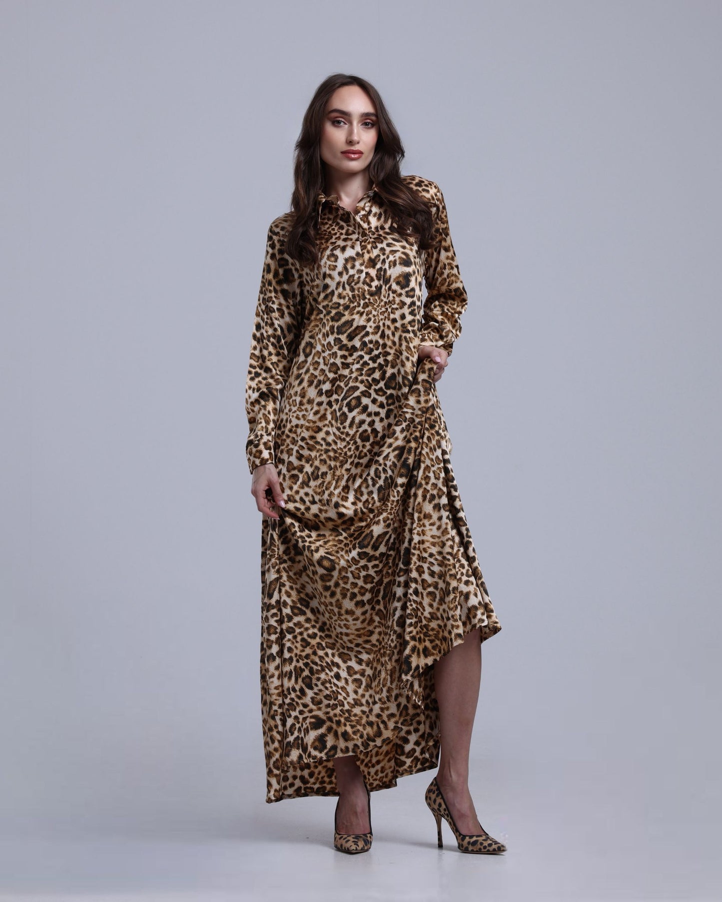 LA REINE - Printed Maxi Shirt Dress