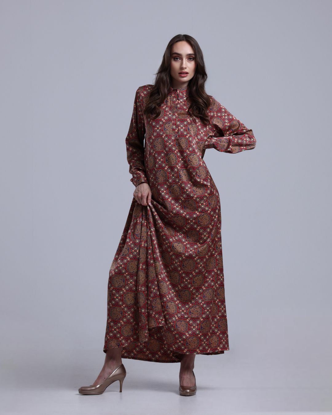 LA REINE - Printed Maxi Shirt Dress