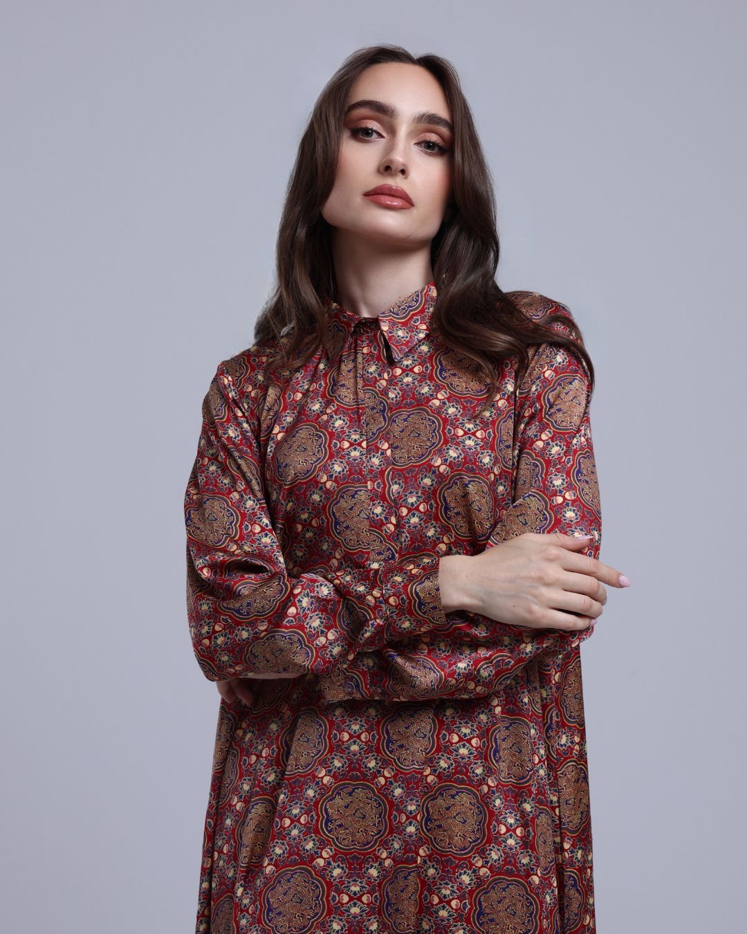 LA REINE - Printed Maxi Shirt Dress