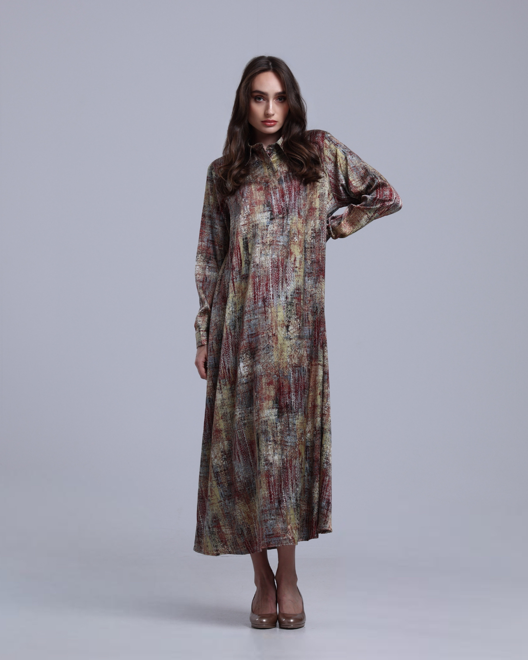 LA REINE - Printed Maxi Shirt Dress