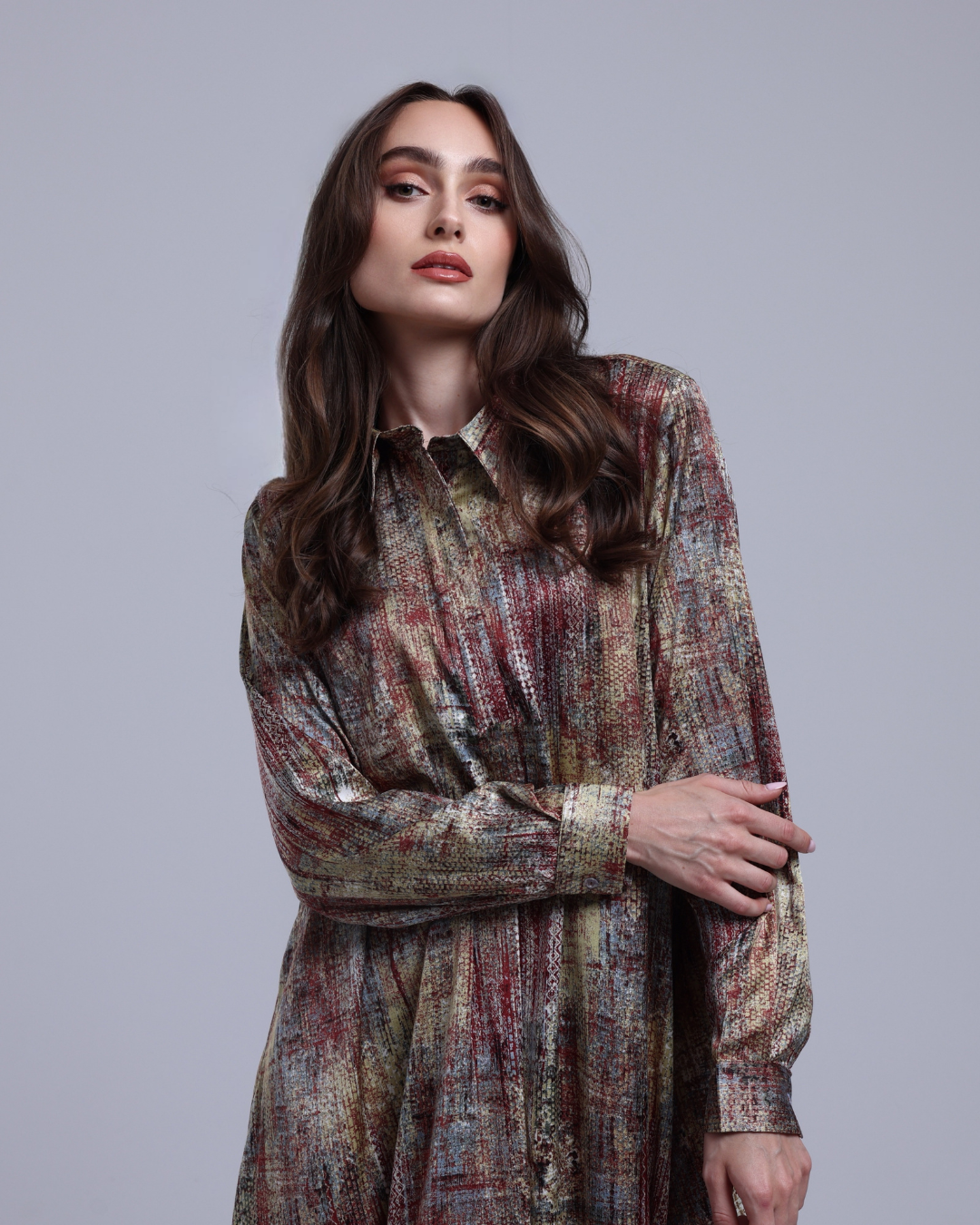 LA REINE - Printed Maxi Shirt Dress