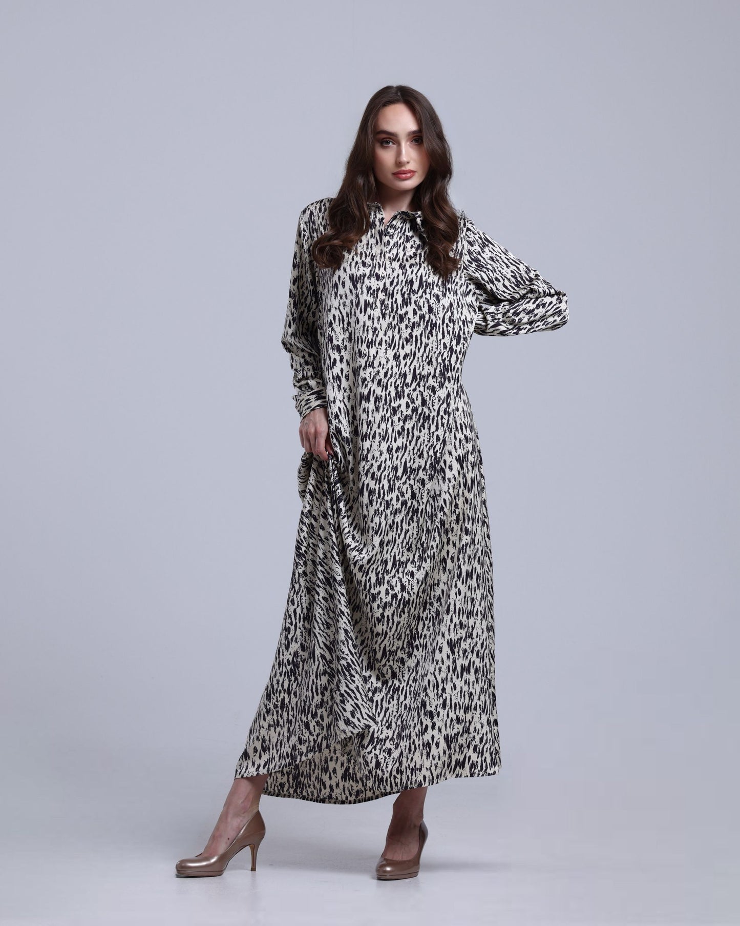LA REINE - Printed Maxi Shirt Dress