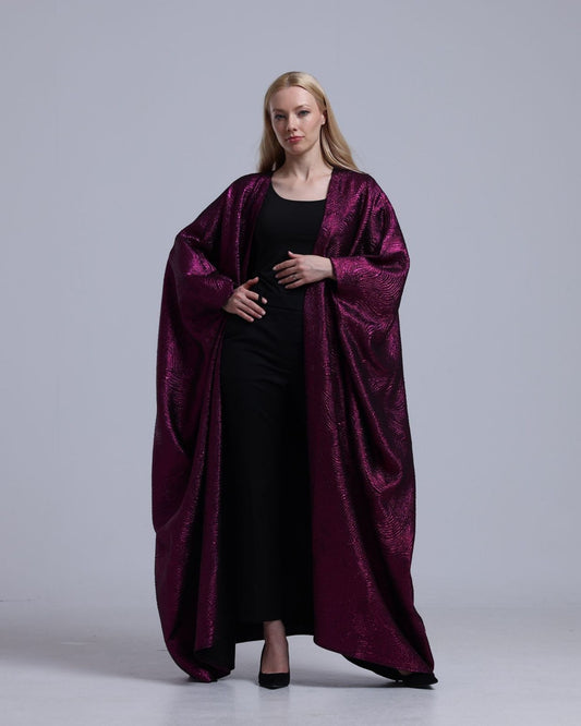 LA REINE - Metallic Magenta Batwing Abaya