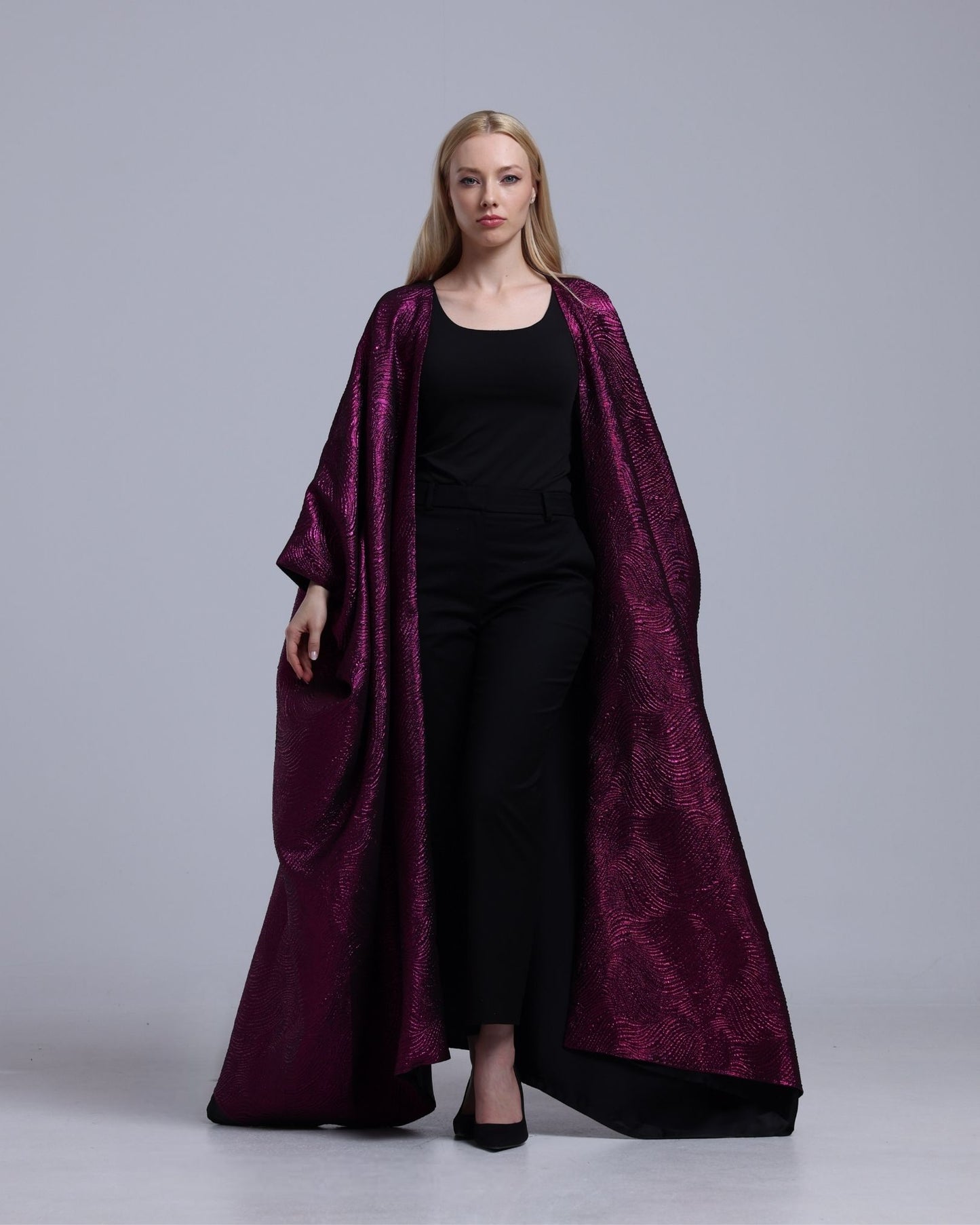 LA REINE - Metallic Magenta Batwing Abaya