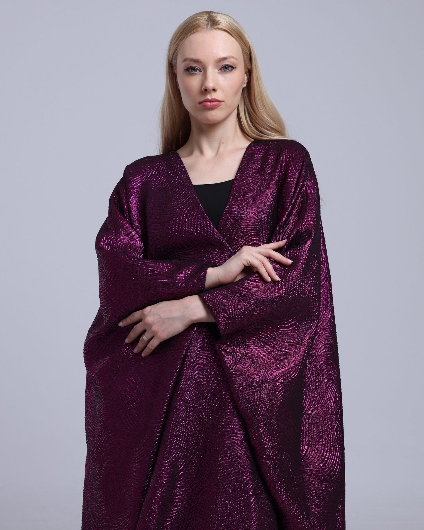 LA REINE - Metallic Magenta Batwing Abaya