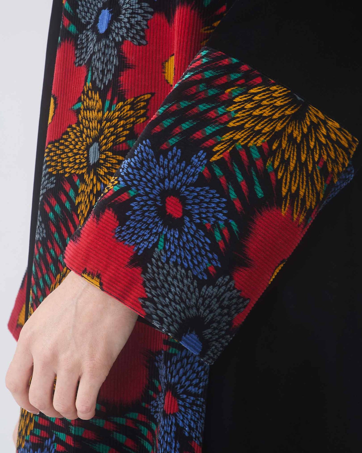 NOBLESSE - Silk Velvet A-Line Kaftan with Floral Embroidery