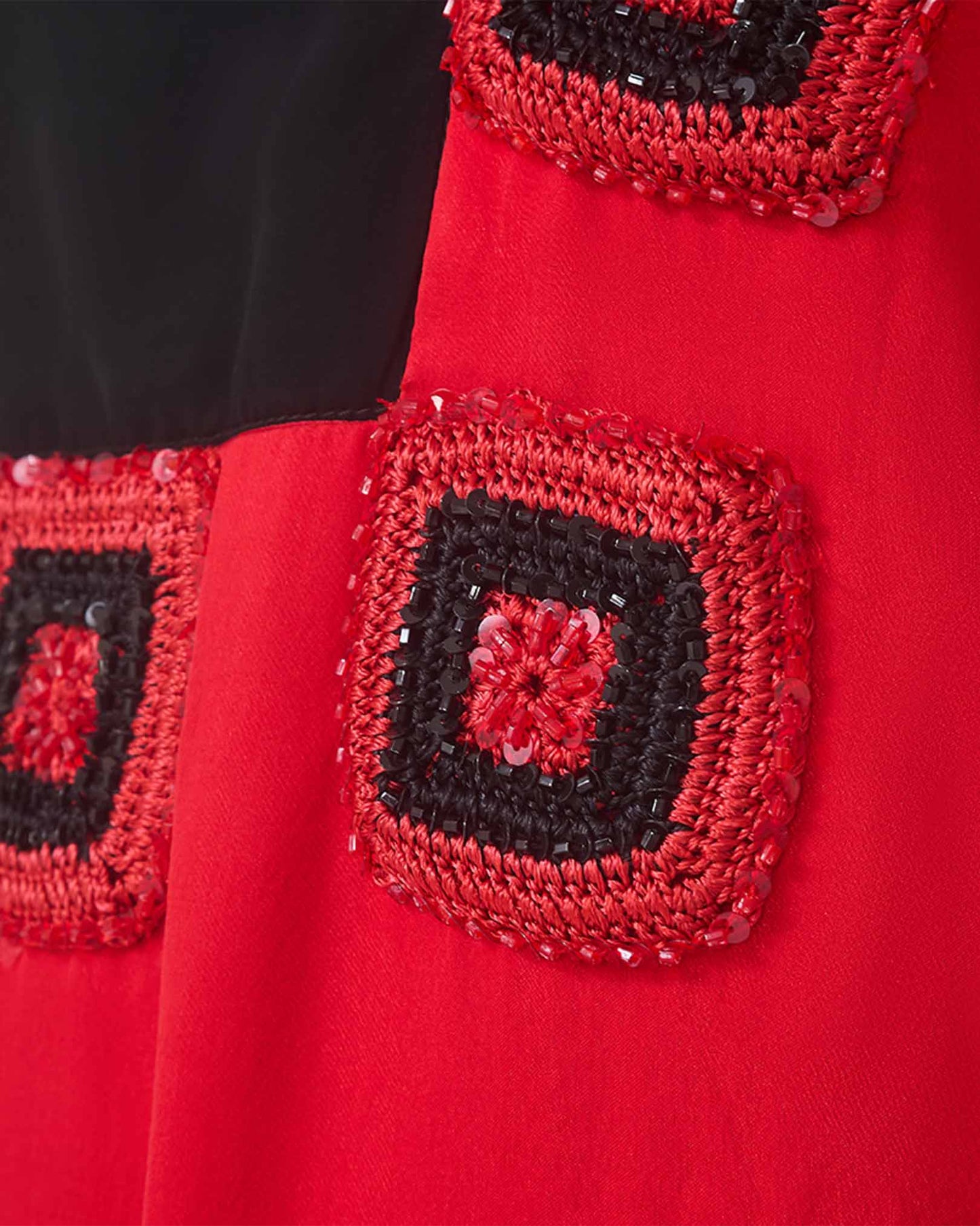 NOBLESSE - Silk Chiffon Batwing Kaftan with Handmade Crochet