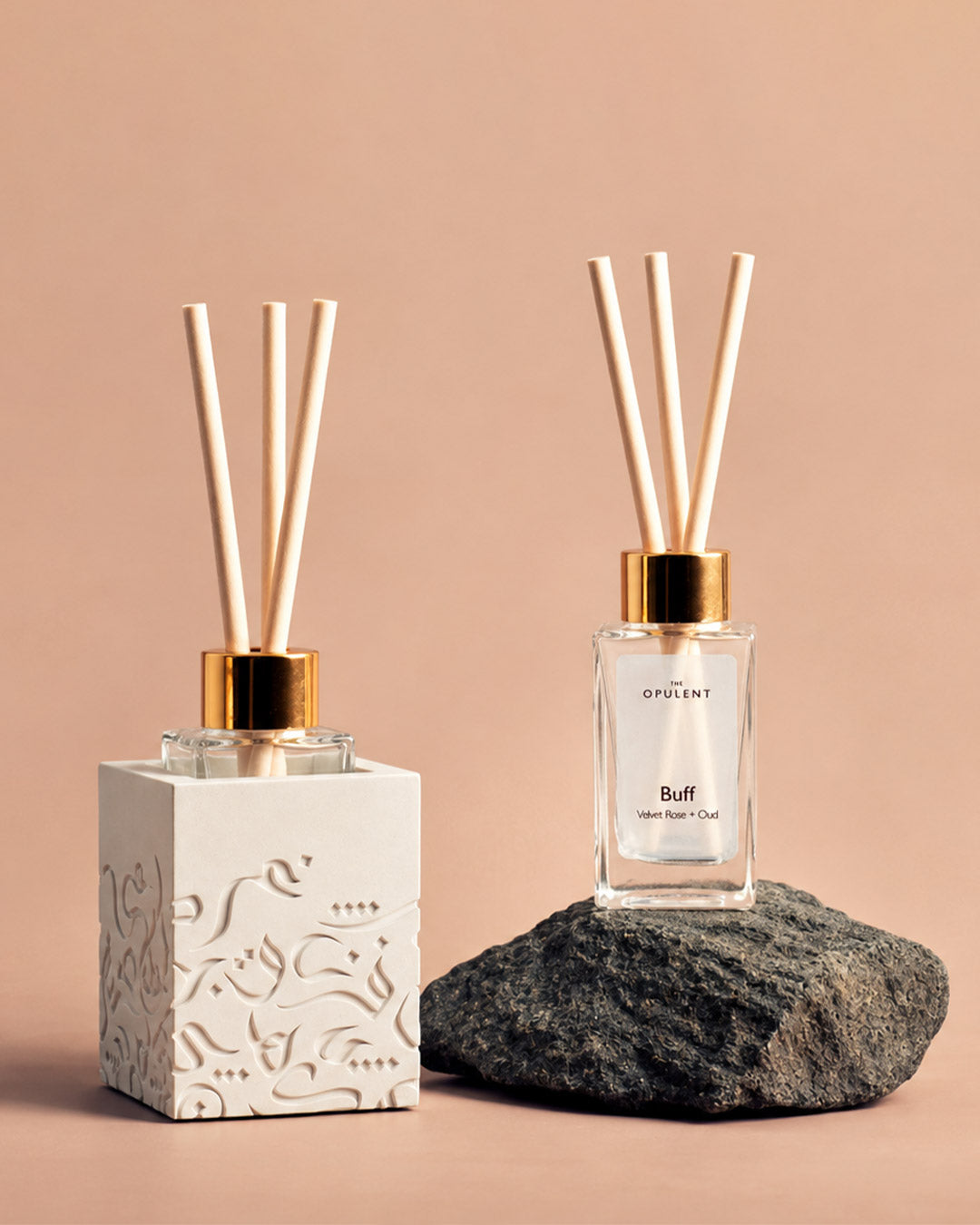 The Opulent - Arabic Calligraphy Concrete Reed Diffuser | Buff