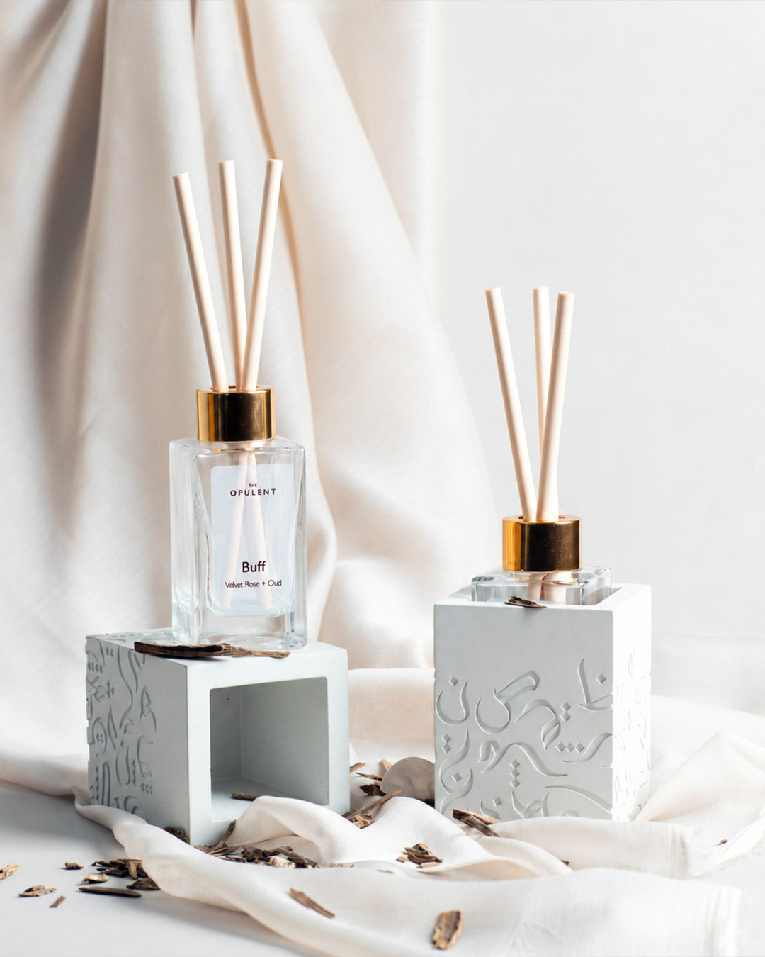 The Opulent - Arabic Calligraphy Concrete Reed Diffuser | Buff