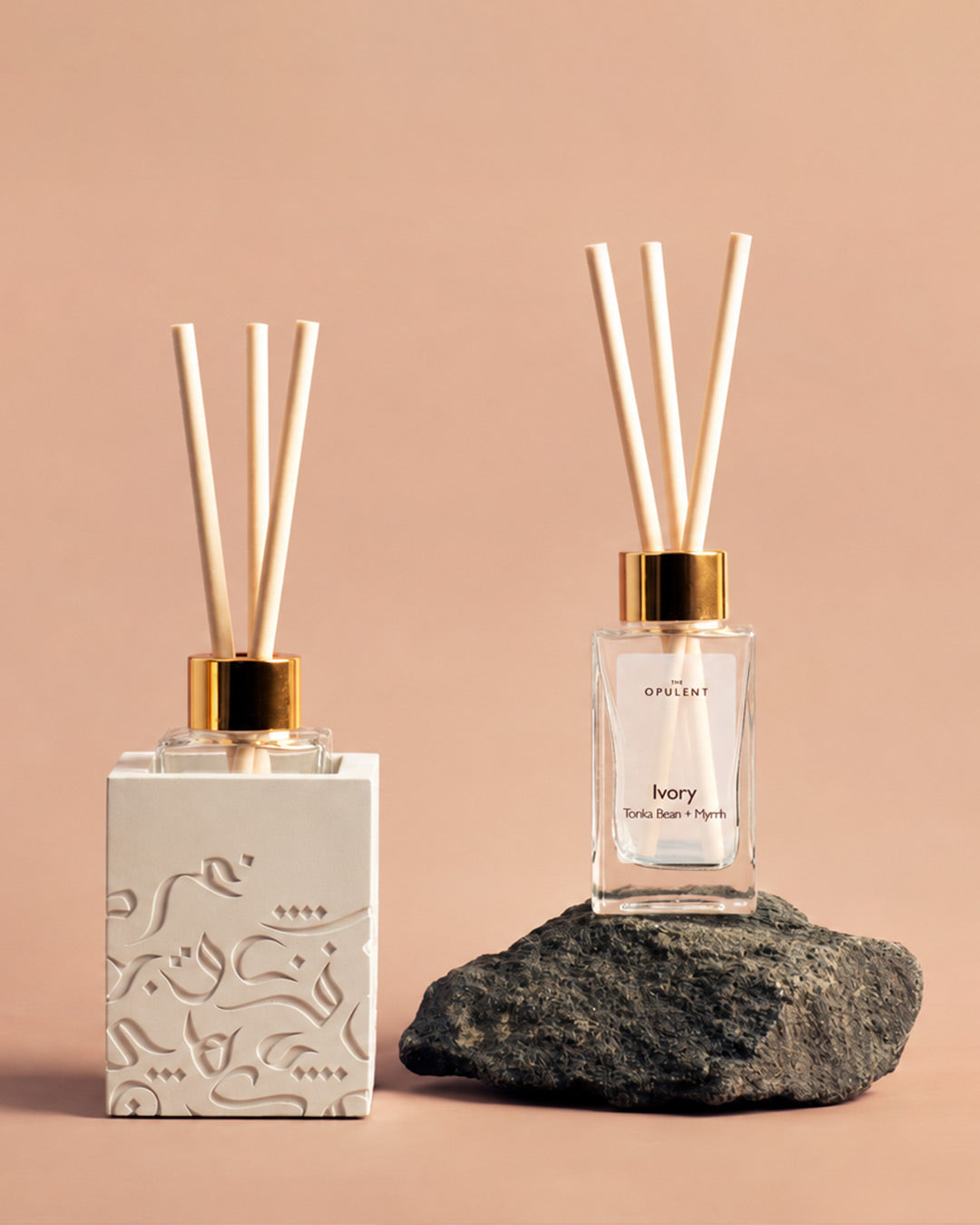 The Opulent - Arabic Calligraphy Concrete Reed Diffuser | Ivory