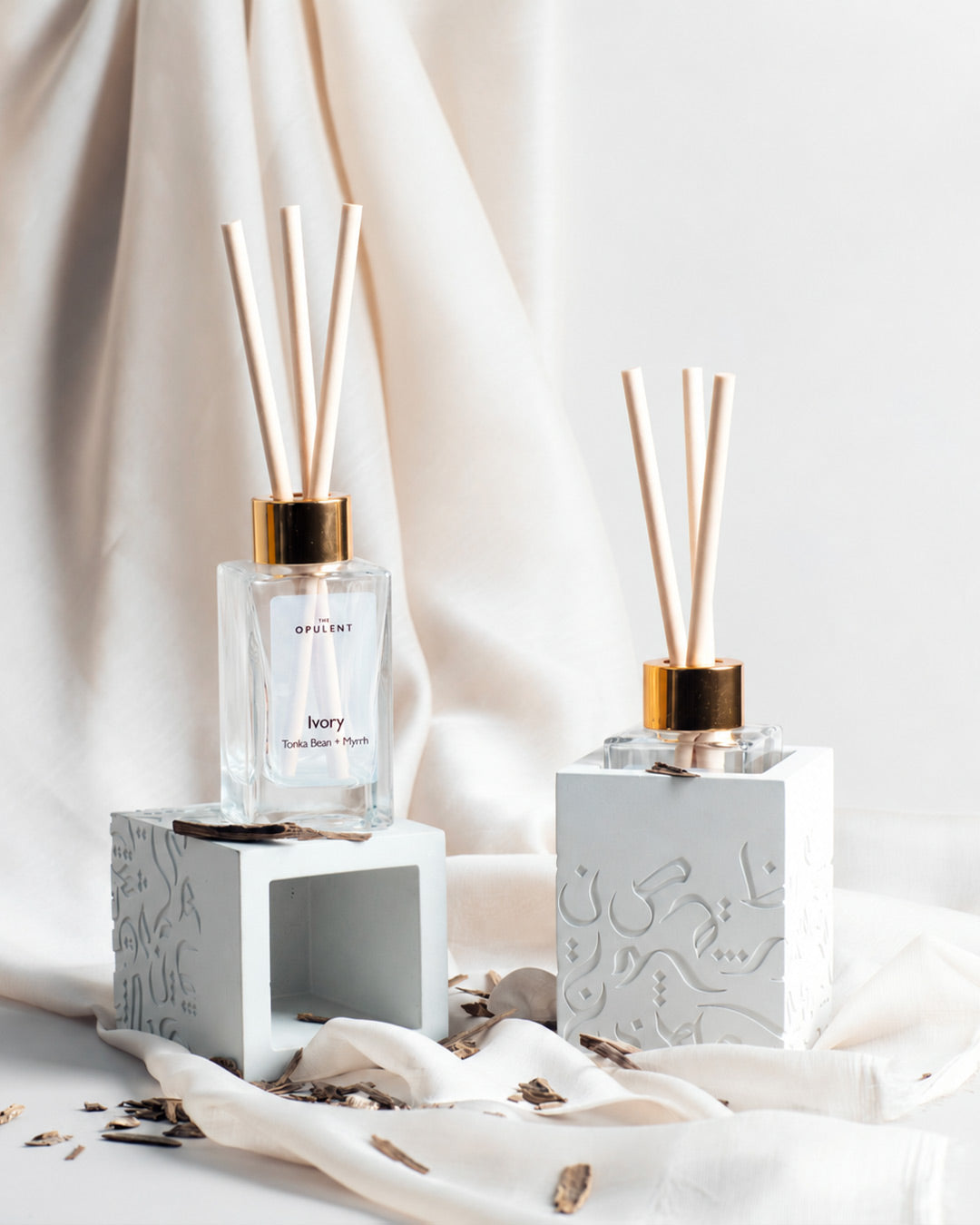 The Opulent - Arabic Calligraphy Concrete Reed Diffuser | Ivory