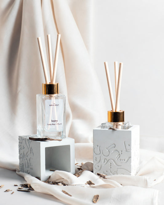 The Opulent - Arabic Calligraphy Concrete Reed Diffuser | Ivory