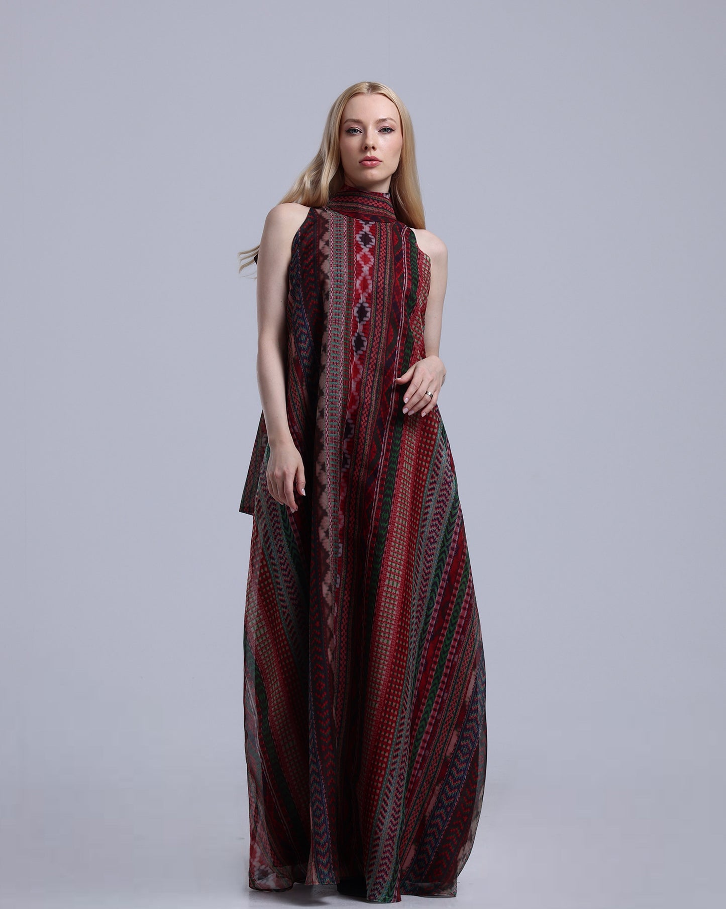 LA REINE - Organza Halter-Neck Maxi Dress