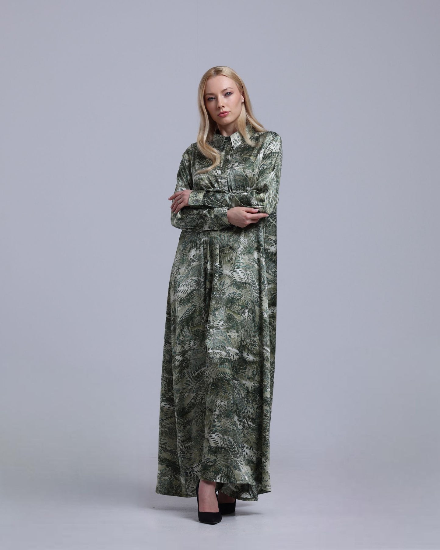 LA REINE - Printed Maxi Shirt Dress
