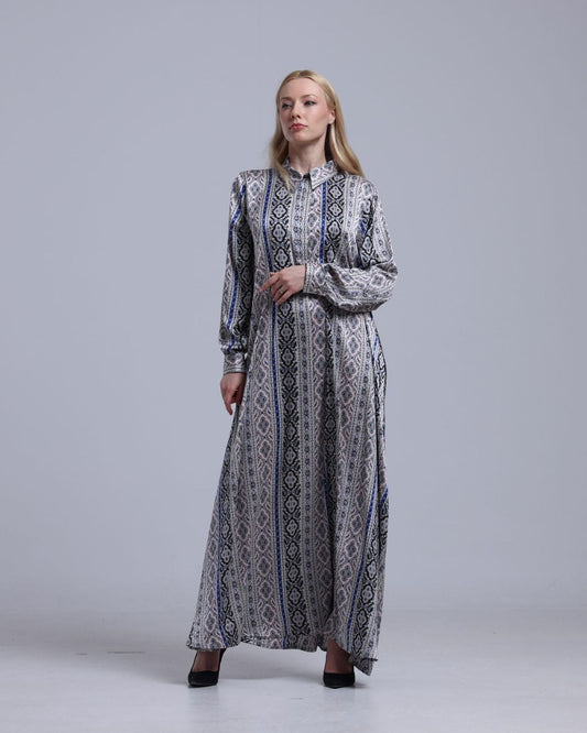 LA REINE - Printed Maxi Shirt Dress