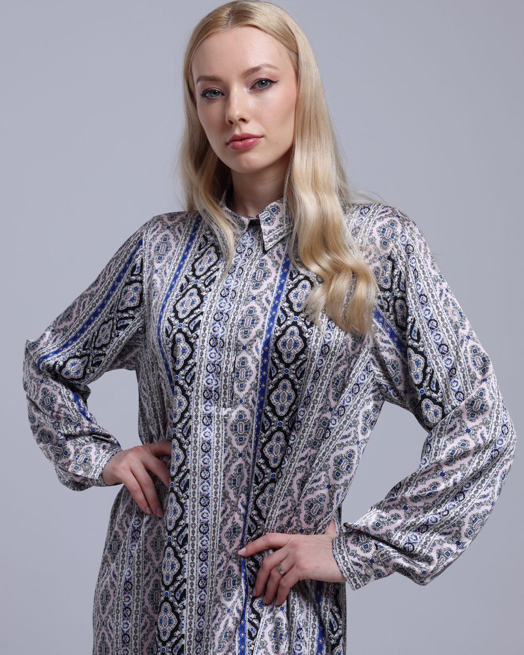 LA REINE - Printed Maxi Shirt Dress