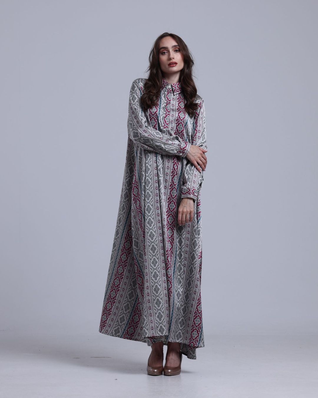 LA REINE - Printed Maxi Shirt Dress