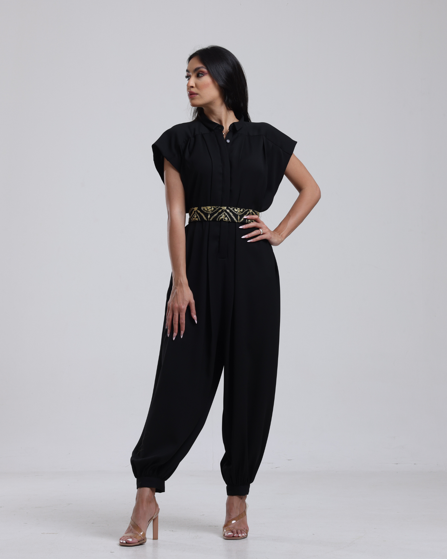 DALSH DESIGNS - Harem Jumpsuit with Gold Embroidered Waistcoat