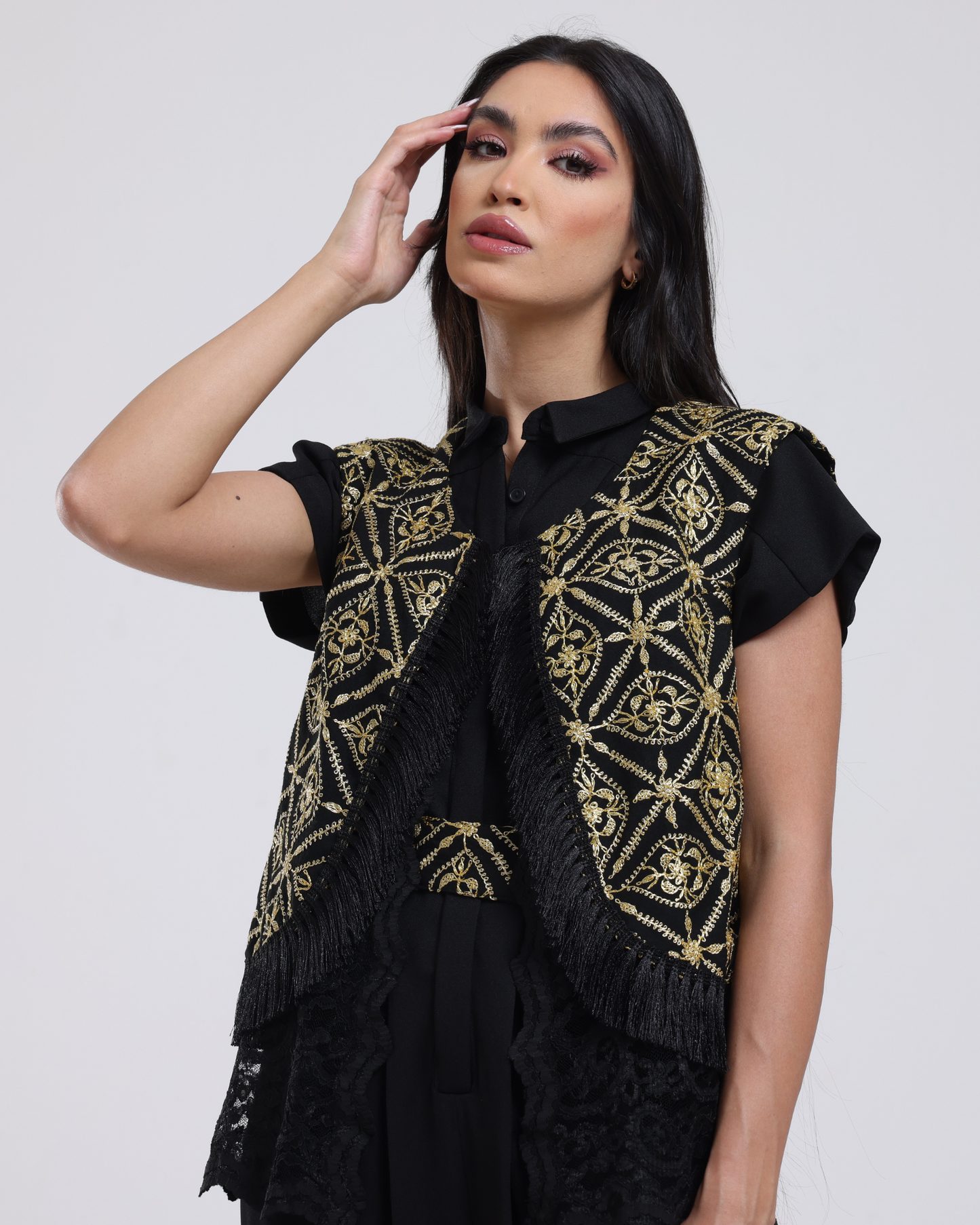 DALSH DESIGNS - Harem Jumpsuit with Gold Embroidered Waistcoat