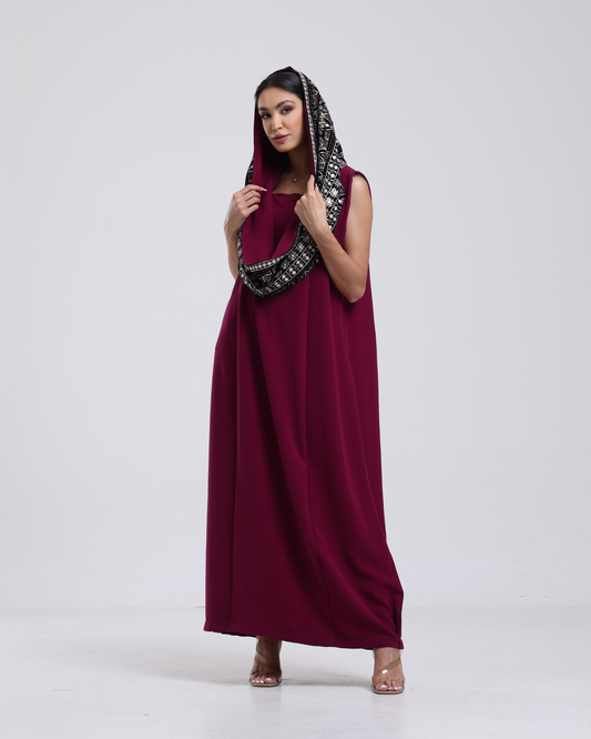 DALSH DESIGNS - Sleeveless Maxi Dress with Embroidered Hood