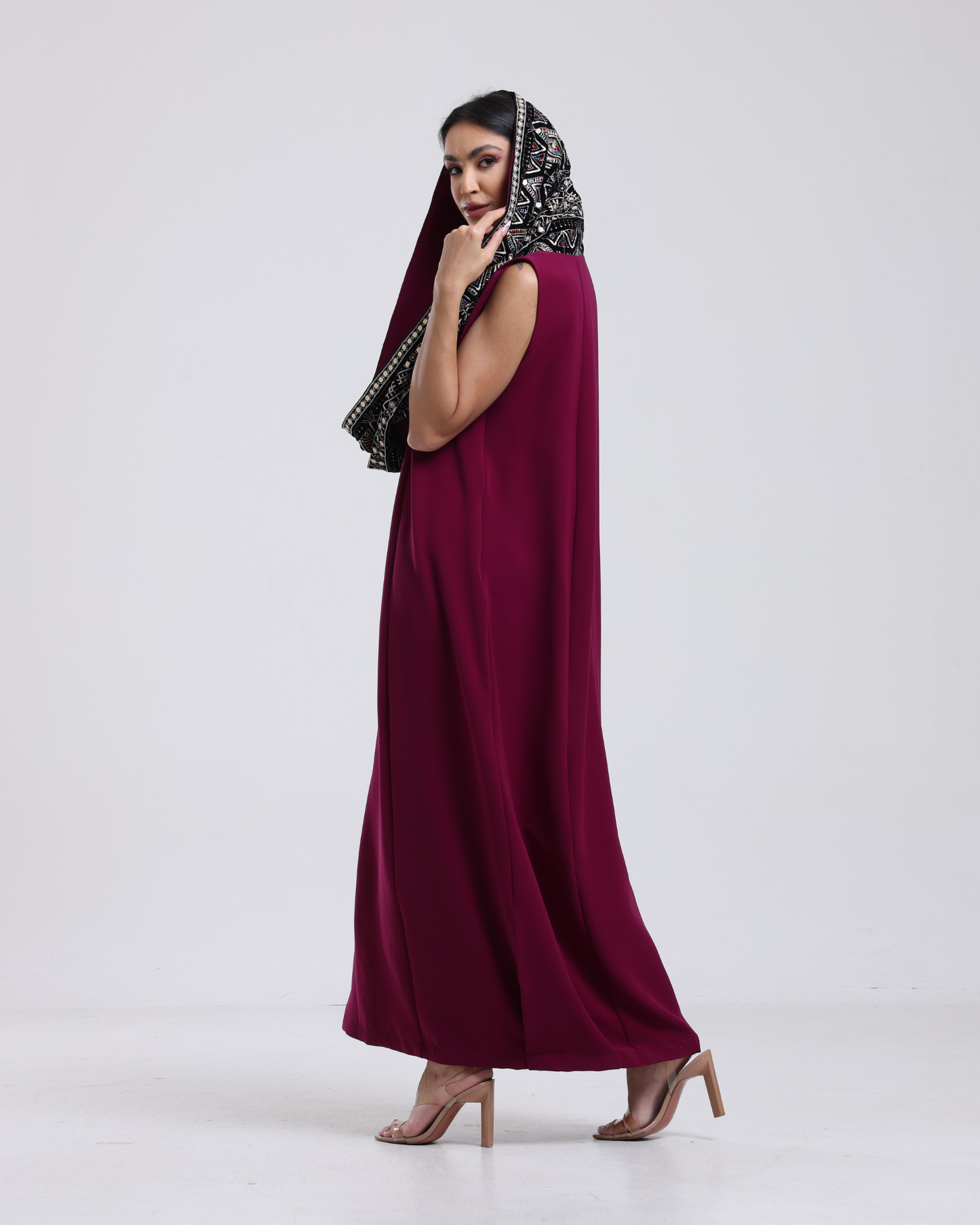 DALSH DESIGNS - Sleeveless Maxi Dress with Embroidered Hood