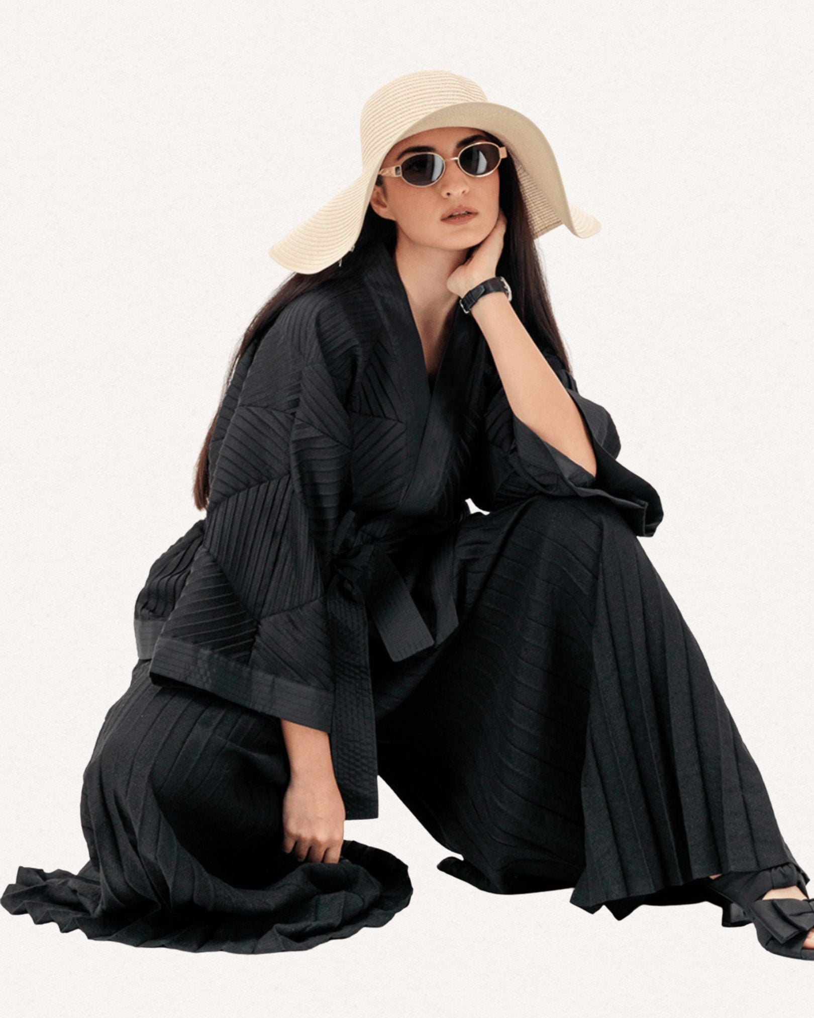 Black Sunny Pleated Trousers