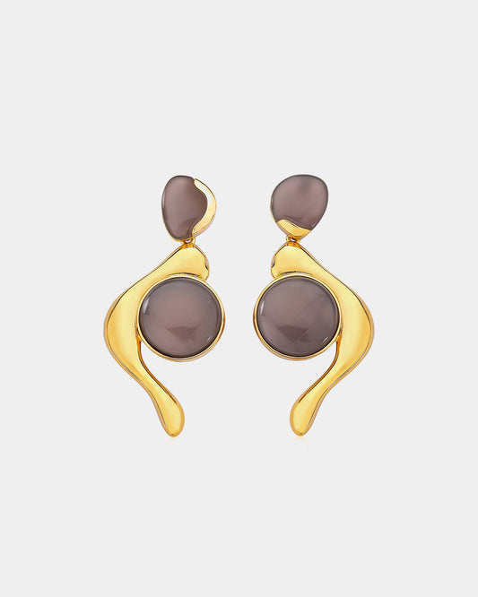 Earrings- Grey Agate Stone