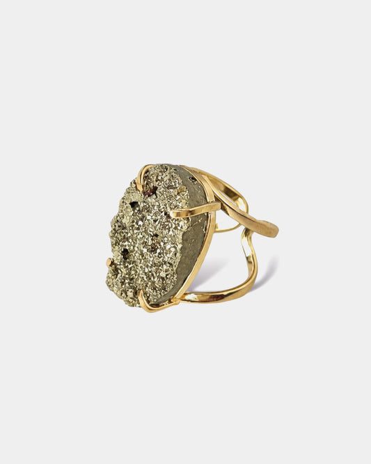 Raw Pyrite Stone Ring