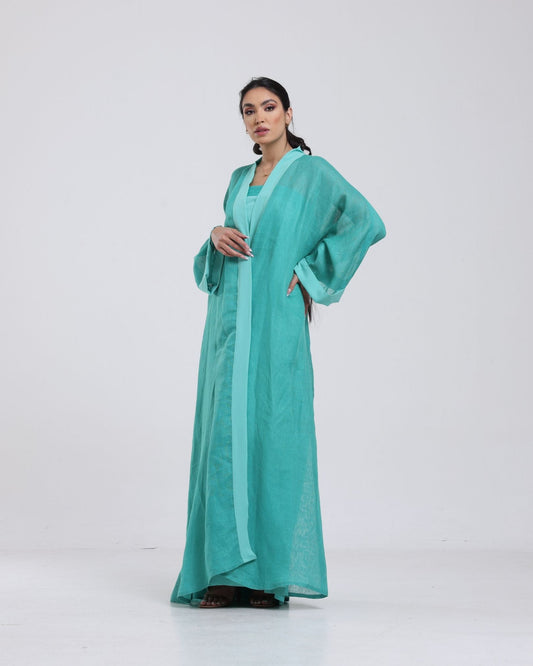 DALSH DESIGNS - Turquoise Abaya-Dress Ensemble