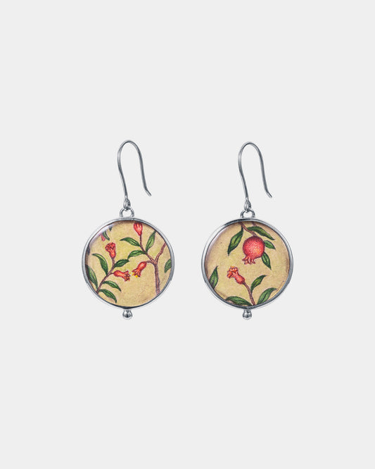 TURQUOISE MOUNTAIN - Miniature Painting Round Earrings
