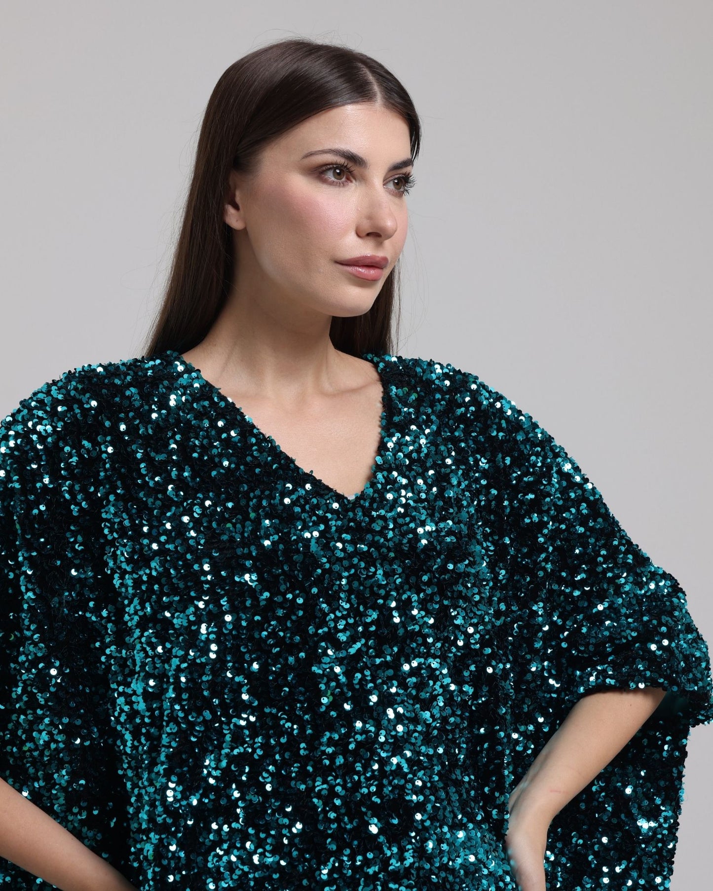 LA REINE - Sequinned Velvet Batwing Kaftan